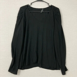Theory Black V-Neck Long Sleeve Blouse
